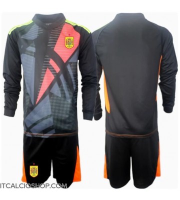 Spagna Portiere Seconda Maglia Bambino Europei 2024 Manica Lunga (+ Pantaloni corti)